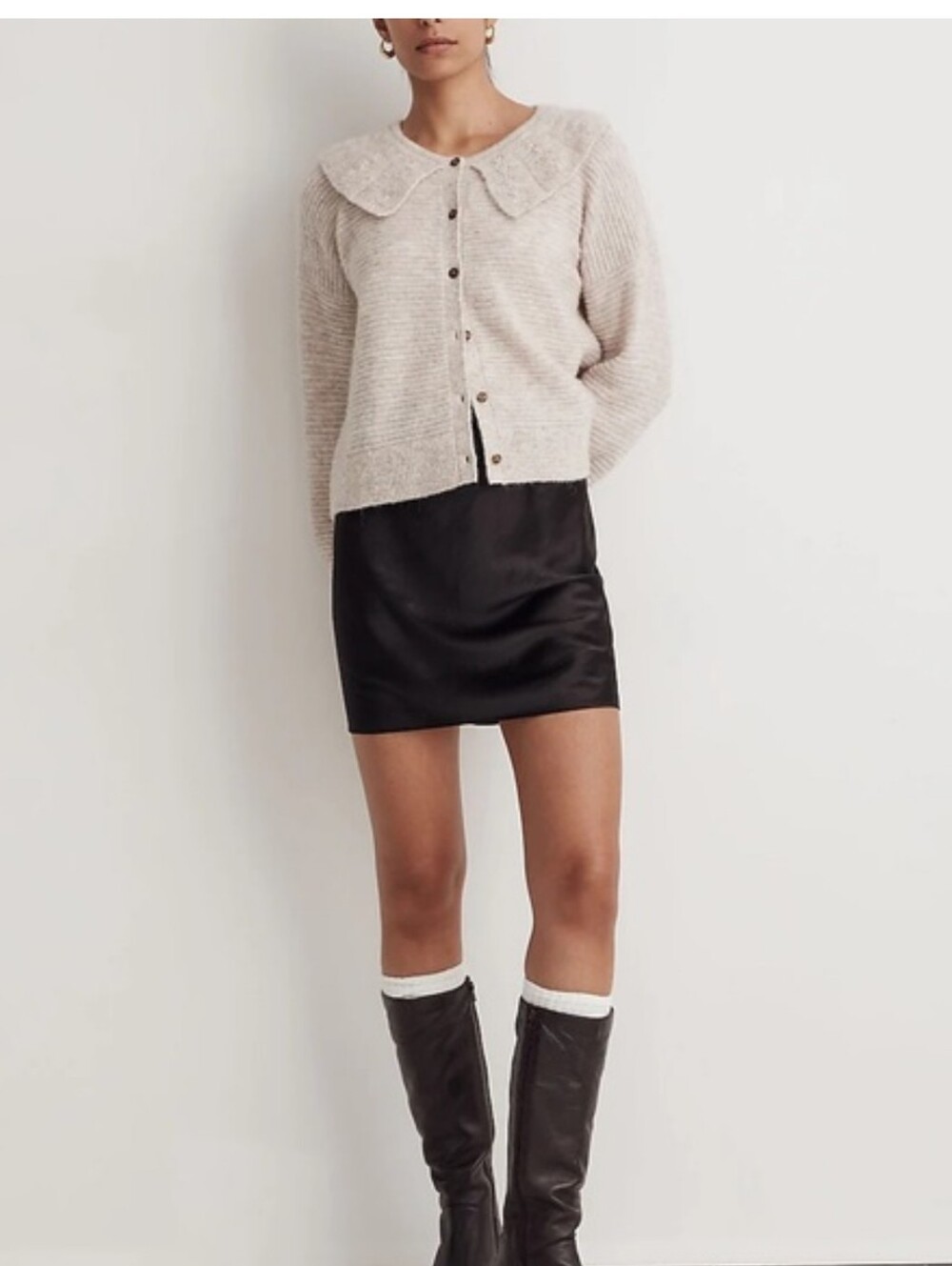 Madewell Angora Mohair Peter Pan Collar Cardigan Size Small - Picture 4 of 15